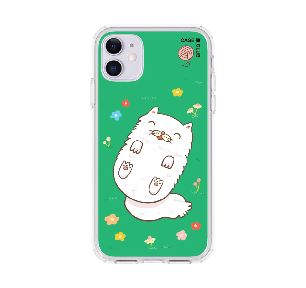 แมวเปอร์เซียในสวนดอกไม้สีเขียว